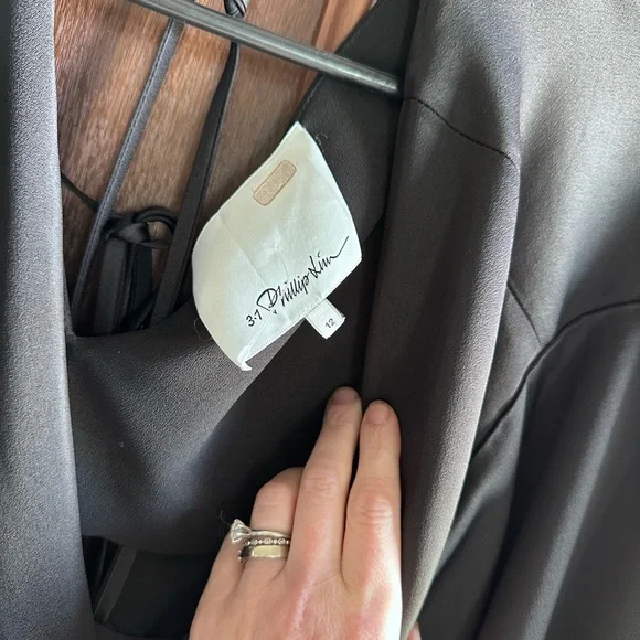 3.1 Philip Lim Black Satin Dress Size 12 - Picture 5 of 8